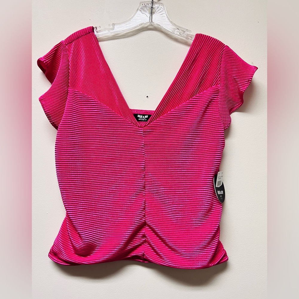 Jolie And Joy Crop Top Women’s 1X Hot Pink Ruching NWT Sexy Club Summer